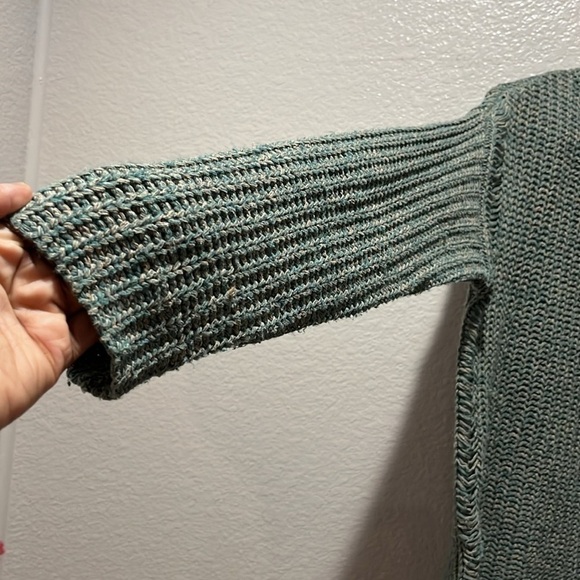 Umgee Womens Distressed Mockneck Sweater Long Sleeve Green Size Small Boho - Picture 3 of 10